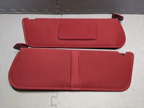 1987-1996 Ford F150 F250 F350 Bronco DARK RED CLOTH Sun Visors Sunvisor Pair