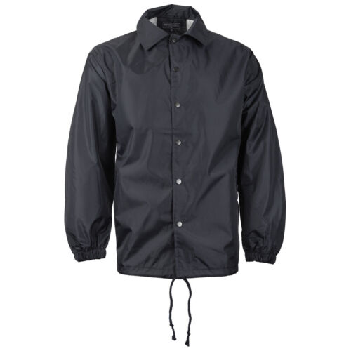 Men's Water Resistant Lightweight Button Up Windbreaker Drawstring Coach Jacket - Picture 3 of 22