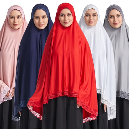 Overhead Hijab Muslim Women Full Cover Khimar Large Prayer Headwrap Scarf Burqa - Picture 1 of 56