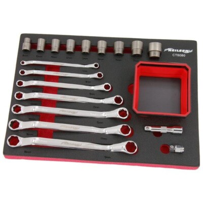 Nelsen 19tlg metrisch Offset Schraubenschlüssel Schraubenausdreher Steckschlüsselsatz 6mm-32mm 6080