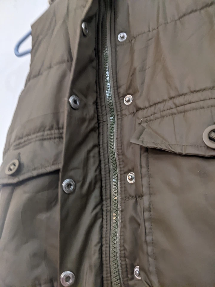 Wet Seal Vest Faux Fur Hoodie Button/Zip Army Green SZ XS Foto 3 de 4