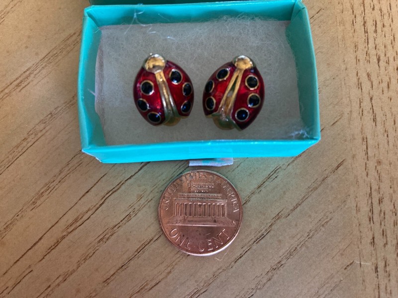 Avon Just For Spring Ladybug Earrings, 1994, Surgical Steel Post, Unused, Stored