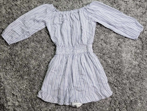 Hollister Mujer Pequeño Mameluco Manga Larga Mono Rayas Azul Blanco - Imagen 4 de 5