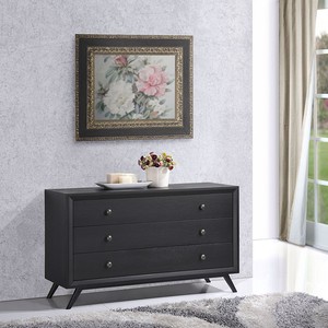 Details About Vintage Mid Century Modern Design Bedroom Dresser In Black Finish