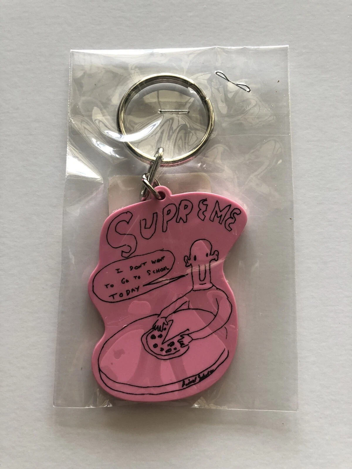 PORTE CLÉS 100 % AUTHENTIQUE SS15 NEUF COMME NEUF SCELLÉ SUPREME DANIEL JOHNSTON ROSE RARE
