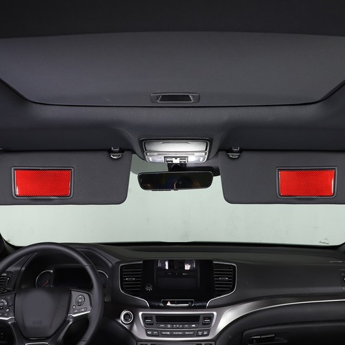 Recorte de pegatina panel espejo de tocador de fibra de carbono rojo para Honda Pilot 2015-2019 - Imagen 5 de 16