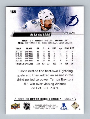 2022-23 UD Tampa Bay Lightning Andrei Vasilevskiy Anthony Cirelli Alex Killorn - Picture 6 of 6