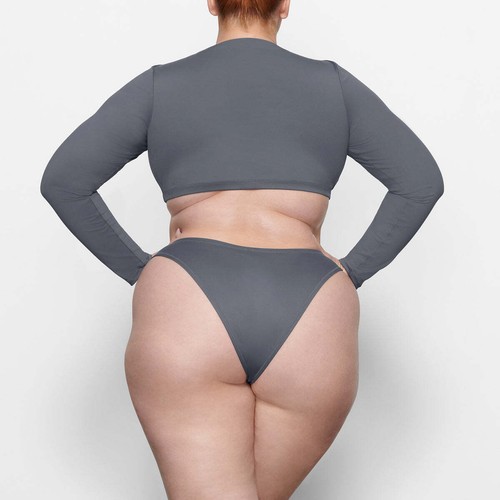 SKIMS Women's SWIM LONG SLEEVE SHRUG - GUNMETAL - (MEDIUM) NEW - Picture 11 of 11