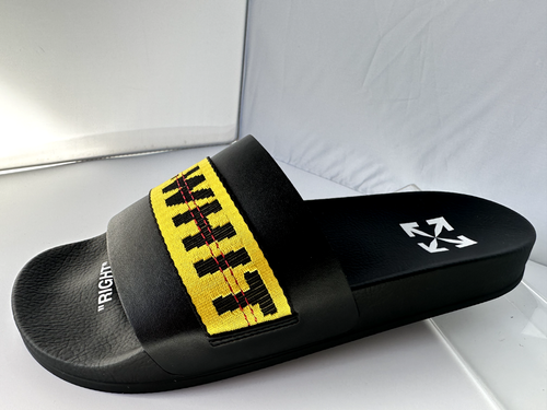 New Off White Men's Slider Industrial Pool Sandals Size 8.5 Black Rubber - Picture 2 of 15
