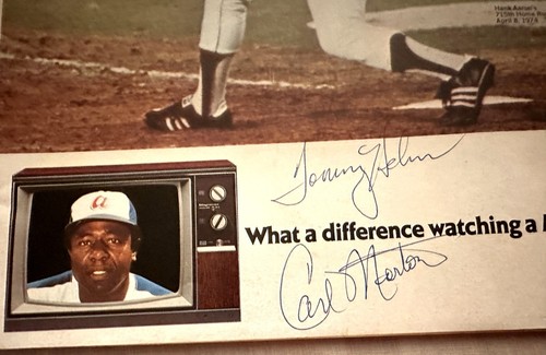 1974 Atlanta BRAVES Baseball Scorebook - Hank Aaron Cover - Signed by 3 Players - Picture 3 of 9