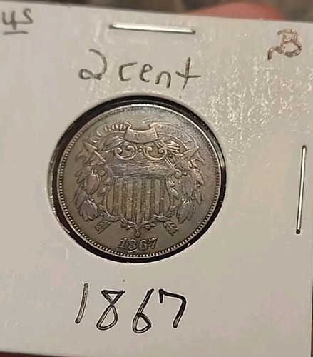 1867 2 cent piece BN B us antique coin "w" - Picture 3 of 5