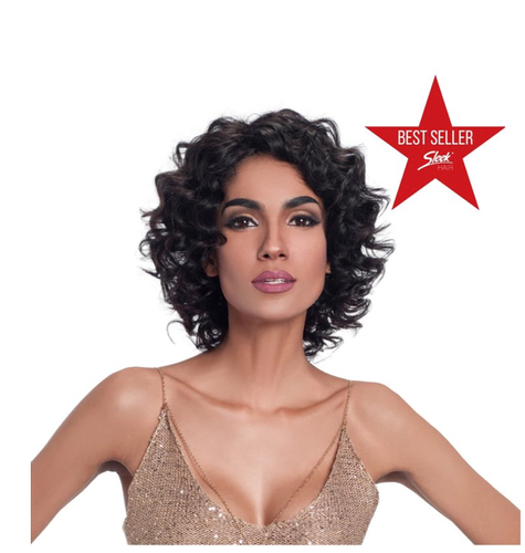 Sleek 100% Pure Virgin Human Hair Short Curly Wig - Betris - Picture 2 of 4