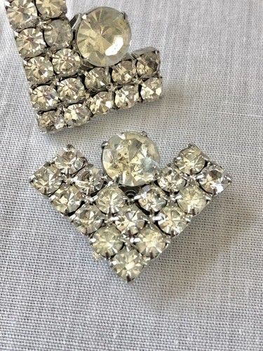 Vintage Clear Rhinestone Shoe Clips - Accessories - Glam! Silver Tone - Picture 4 of 6