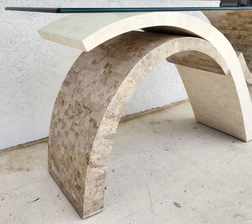 Maitland Smith Sculptural Console Table & Mirror Tessellated Stone Post Modern - Picture 14 of 17