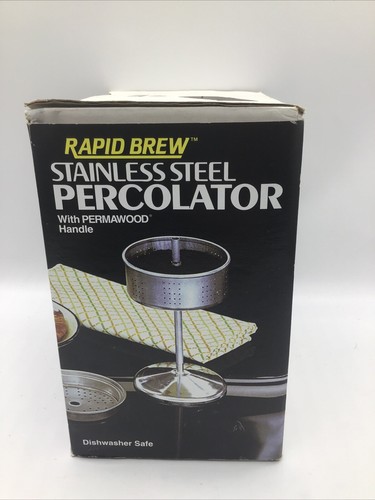 Vintage Tops Rapid Brew perolatore in acciaio inox con manico in permawood 2-9 tazze #409 - Foto 20 di 23