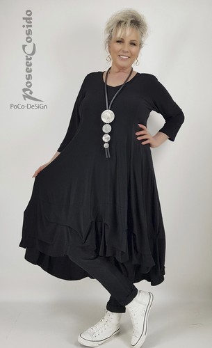 LAGENLOOK Kleid Long-Shirt Tunika 44 46 48 50 52 54 56 58 L-XL-XXL-XXXL schwarz - Bild 13 von 23