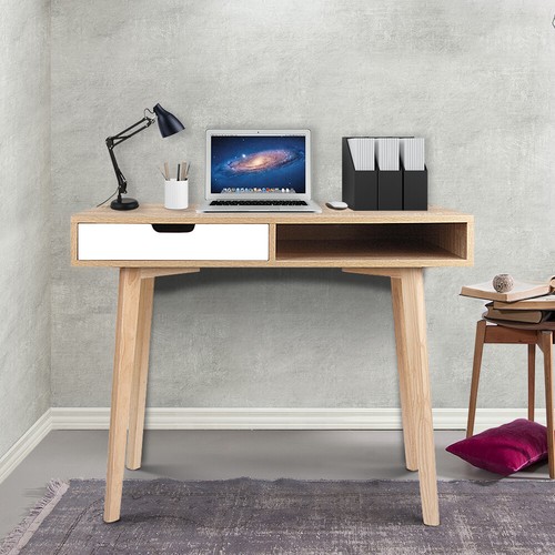 Artiss Computer Desk Drawer Shelf Home Office Study Table Oak 90CM - Picture 7 of 10