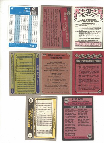 8 Assorted PETE ROSE Baseball Card Lot - Picture 2 of 2