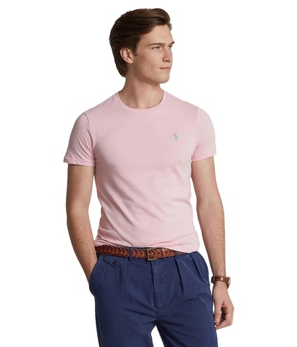 POLO RALPH LAUREN Mens Classic Fit Jersey Crewneck T-Shirt Pink Small - Picture 1 of 3