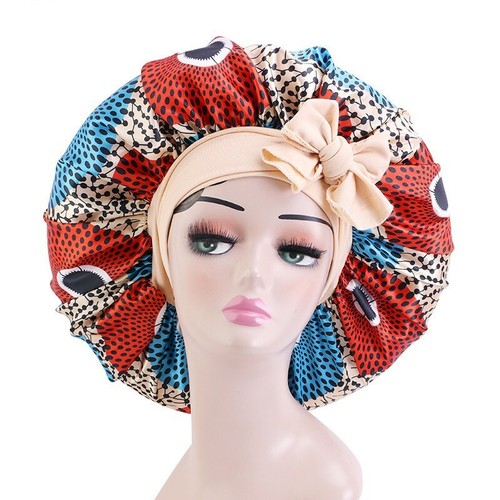 Frauen Satin Hauben afrikanischer Druck groß Nacht Schlaf Mütze Headwrap Haarpflege Hüte - Bild 1 von 24