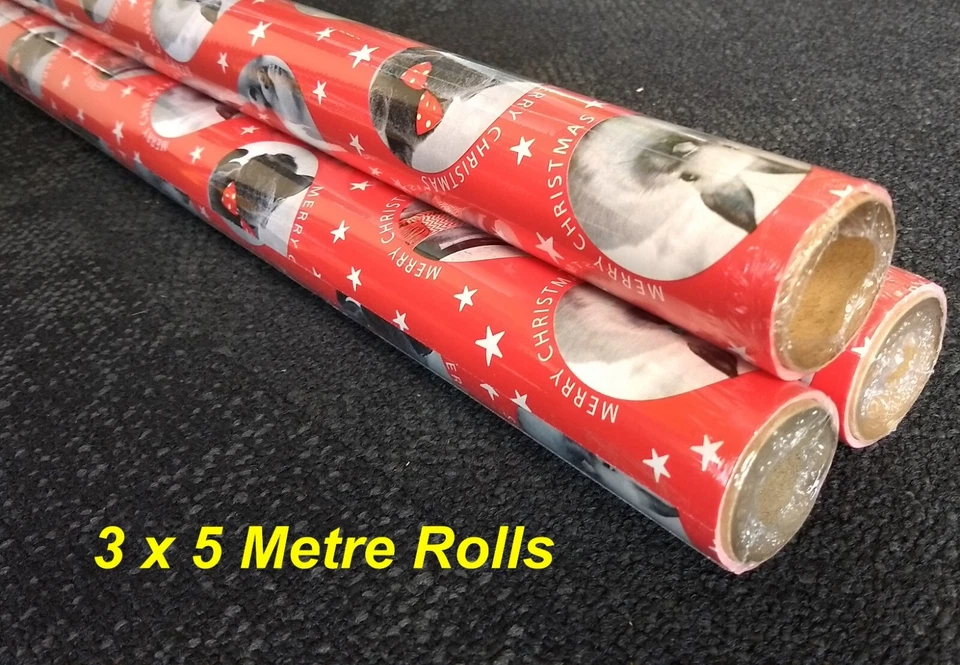 3 Rolls - Christmas Gift Wrapping Paper - Animal Lover's Theme 3 x 5m = 15 metre - Image 3 of 4