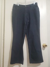 D Co pull on jeans women plus size 14 straight stretch high rise denim dark blue