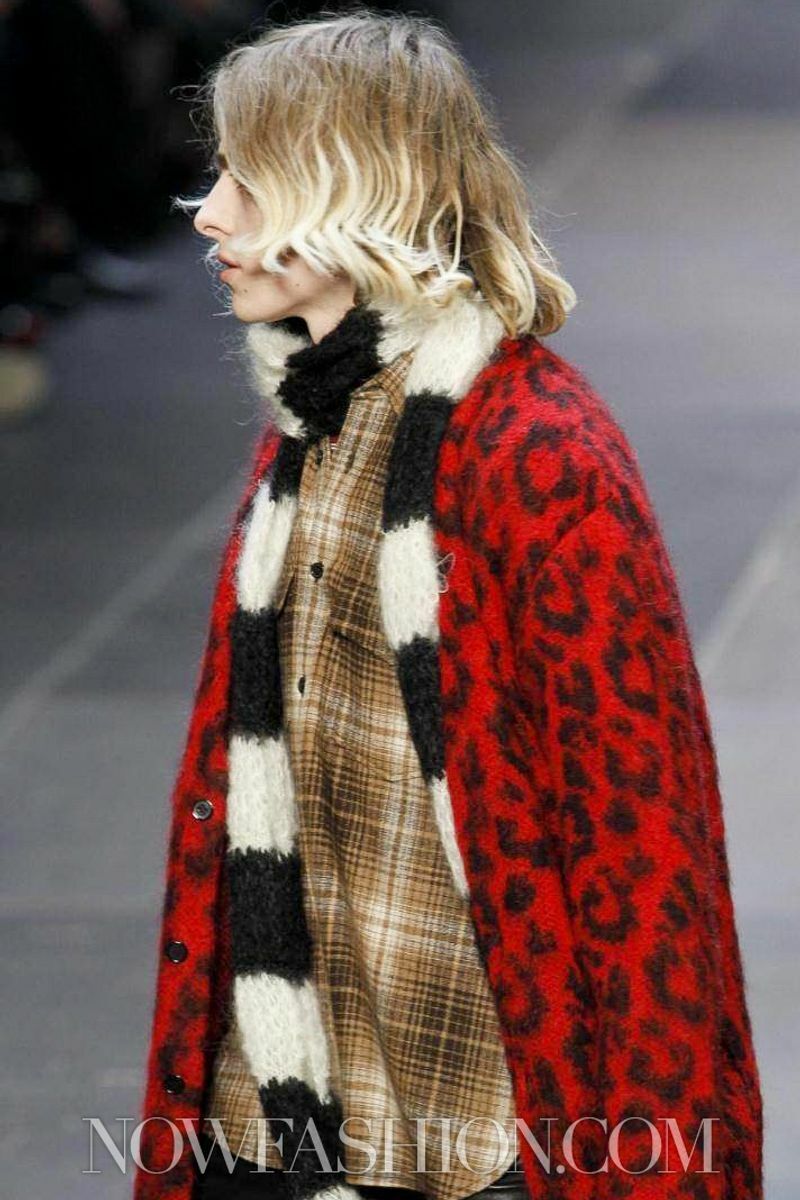 FW13 Saint Laurent Paris Brown & Tan Wool Flannel Hedi FW13 Saint Laurent Paris Brown & Tan Wool Flannel Hedi