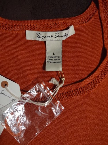 BRAND NEW with TAGS! French Laundry Women's Sz L Pretty Orange Stretchy Tank Top - Picture 6 of 15