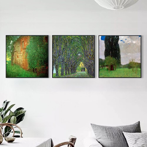 Combo de pintura de arte en lienzo enmarcado serie de 3 piezas #7 por Gustav Klimt arte de pared - Imagen 2 de 14