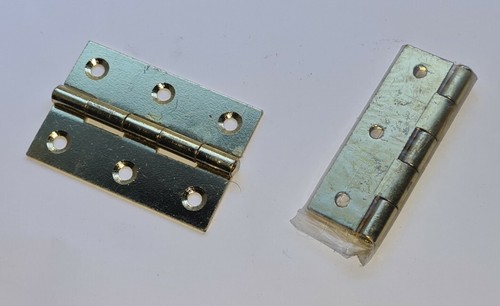 1 Pair Brass Plated 65mm Butt Hinges - Picture 1 of 2