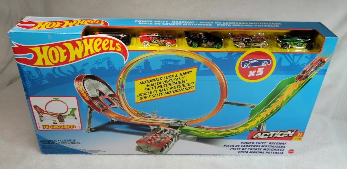 Hot Wheels Power Shift Raceway w/5 Race Cars NEW