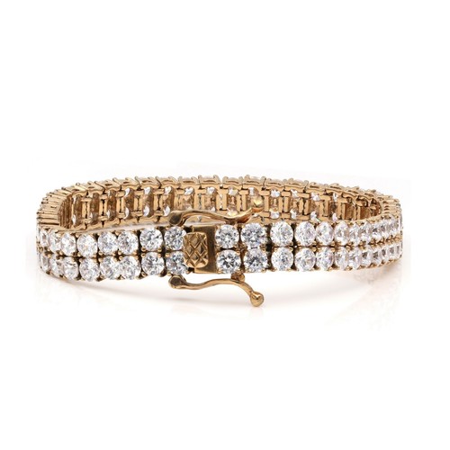 2 Reihen Bling Tennis Armband Kette Edelstahl ANTI ANLAUF für Herren - Bild 4 von 9