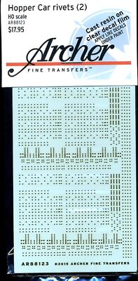 MW22 ARCHER 88123 HOPPER CAR RIVET SET (SHEET 2)HO SCALE DECAL  DECAL