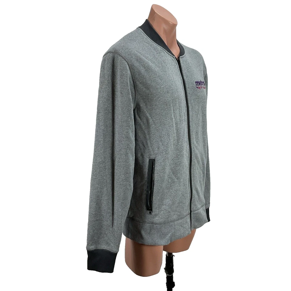 Chaqueta Metro by T-mobile Para Hombre Talla L Gris Logo Bordado Cremallera Completa New Era Bomber Foto 4 de 4