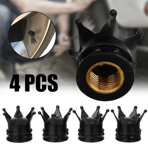 `Kings Crown Tire Valve Caps - Set of Four - Gold, SIlver or Black - Universal, - Picture 3 of 28