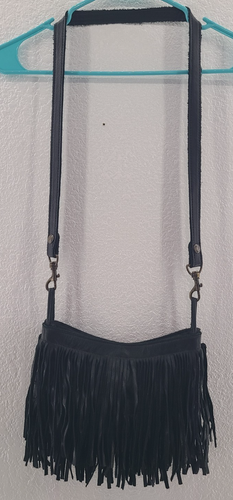 Vintage McFadin Stacy & Laurie Black Leather Fringe Purse Western Shoulder Bag