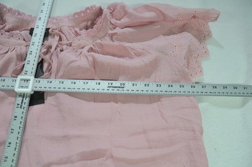 Liv Los Angeles Women's Blouse 2X Summer Pink Lace Peasant Shirt Top Tunic NWT - Imagen 10 de 10