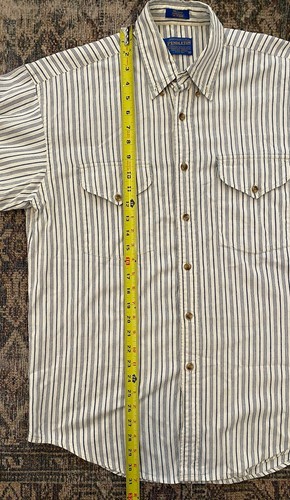 Pendleton Striped Blue Button Down Western Railroad Shirt SZ M Long Sleeve - Picture 7 of 10