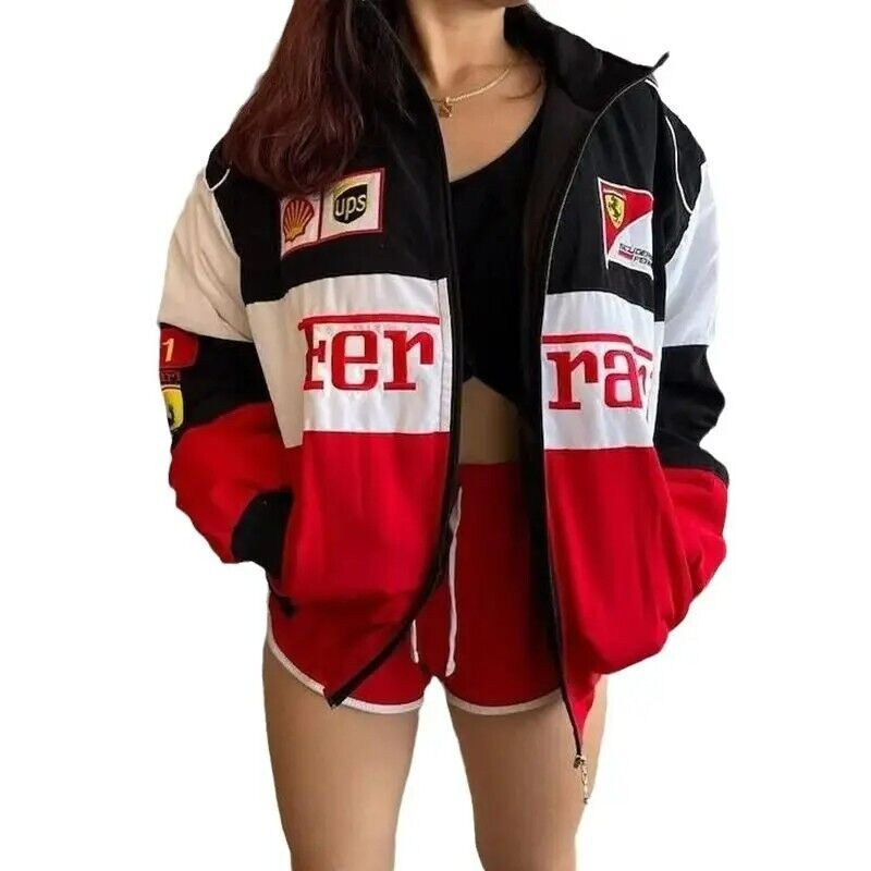 Vintage Unisex F1 Ferrari Racing Red-White-Black Jacket Size Vintage Unisex F1 Ferrari Racing Red-White-Black Jacket Size