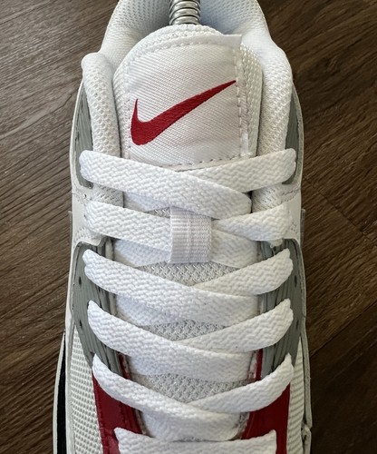 NIKE Air Max 90 Hombre Correr Gimnasio Entrenadores, Blanco/Gris/Rojo/Rojo - Talla 6 - Imagen 7 de 12
