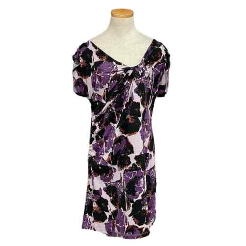 Simply Vera Dress Womens XL X Large Purple Floral Short Sleeve Sheath Midi - 第 1/15 張圖片
