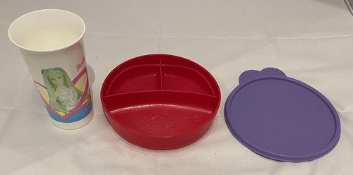 VINTAGE Tupperware BARBIE PINK Divided Bowl with Lid #255A-1 & Tumbler 10 oz. - Picture 5 of 5