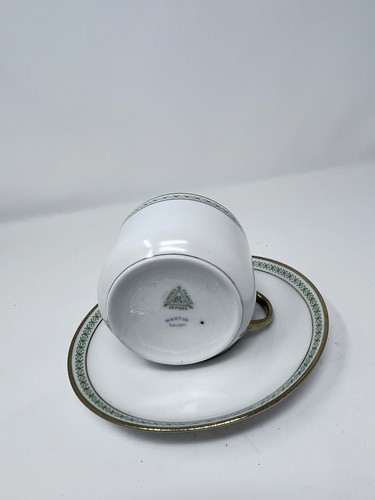 Limoges Charles Martin Depose 1900’s Green Laurel Gold Band Teacup/Saucer Inv#23 - Picture 3 of 10
