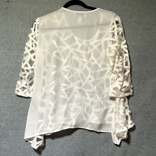Joseph Ribkoff White Swing Top Sheer Geometric Sz UK 10 Designer Cottage Lace - Picture 6 of 8