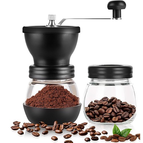 Kaffeemühle Edelstahl mit Keramikmahlwerk Handkaffeemühle Kaffee Mühle Manuell - Bild 11 von 14