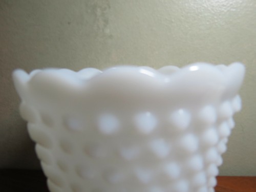 2 Fire King Milk Glass Hobnail 5 1/2 Inch Jardiniere - Picture 7 of 11