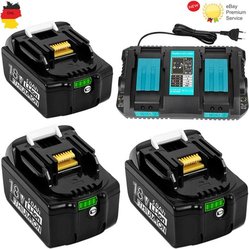 Batería para Makita 18V 5Ah Cargador DUAL BL1850B BL1860 BL1850 BL1840 BL1830 DC18R - Imagen 15 de 17