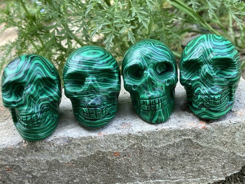 Piedra de cuarzo malaquita calavera tallada cráneo reiki curación 1 pieza - Imagen 5 de 7