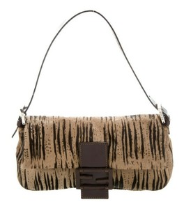 Fendi-Baguette-Animal-Pattern-Pony-Hair-Brown-Leather-Shoulder-Hand-Bag-Auth