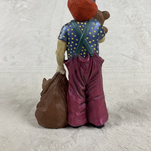 Hobo Clown Figur mit Teddybär Tasche - selten Vintage Sammlerstück Clown Deko - Bild 2 von 7